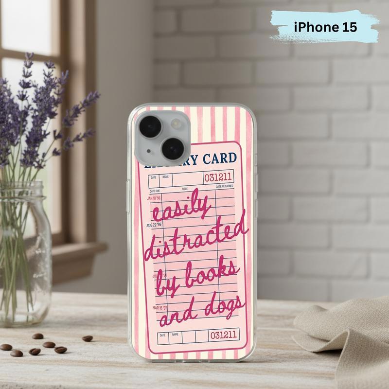 Easily Distracted By Books And Dogs - Funny Book Lover Phone Case IPhone
