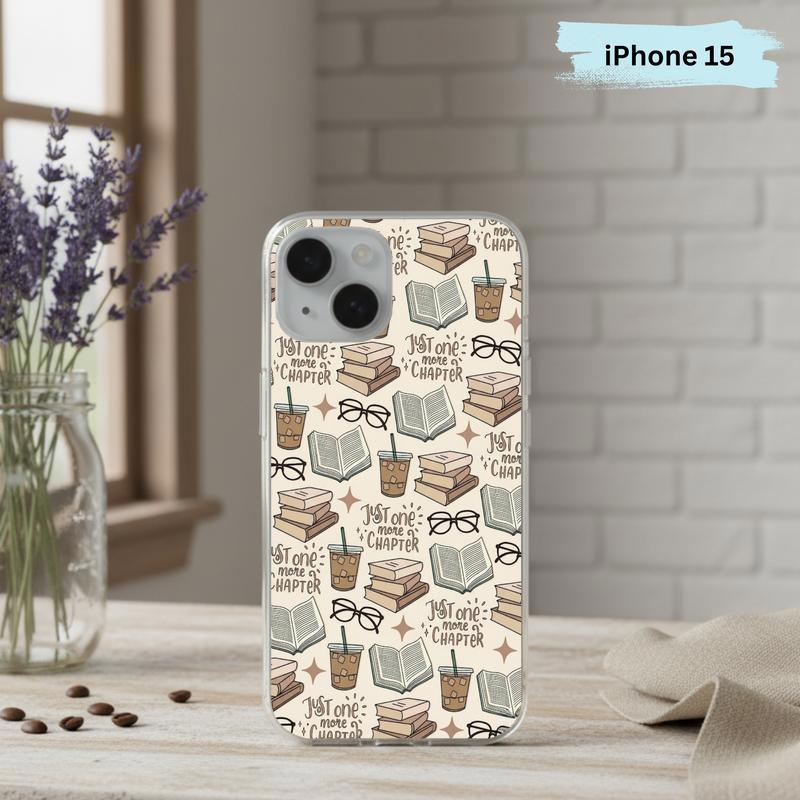 Just One More Chapter Pattern - Books And Coffee Aesthetic Phone Case IPhone