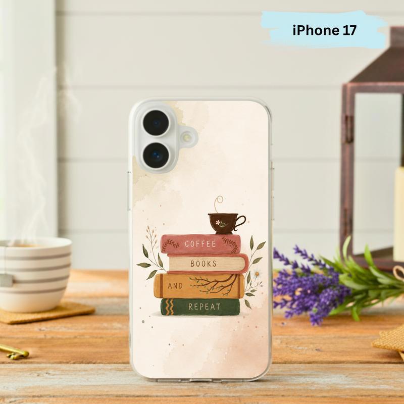 Coffee Books And Repeat - Cozy Reader Aesthetic Phone Case IPhone - Bookorys