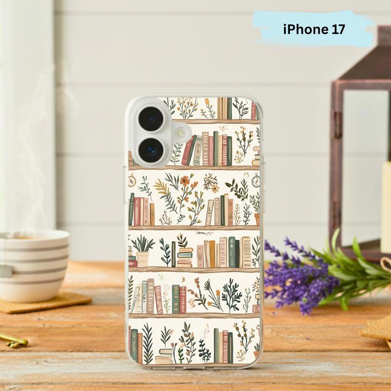 Cozy Reader Aesthetic - Floral Bookshelf Phone Case IPhone - Bookorys
