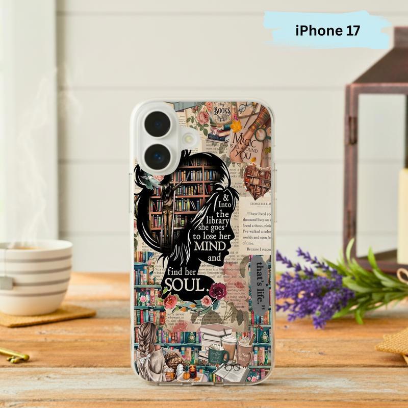 Into The Library She Goes - Book Lover Collage Phone Case IPhone - Bookorys