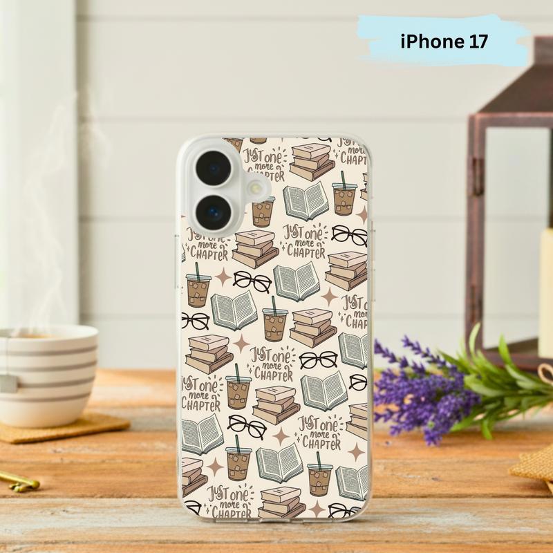 Just One More Chapter Pattern - Books And Coffee Aesthetic Phone Case IPhone - Bookorys