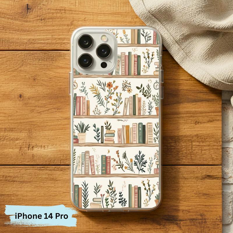 Cozy Reader Aesthetic - Floral Bookshelf Phone Case IPhone