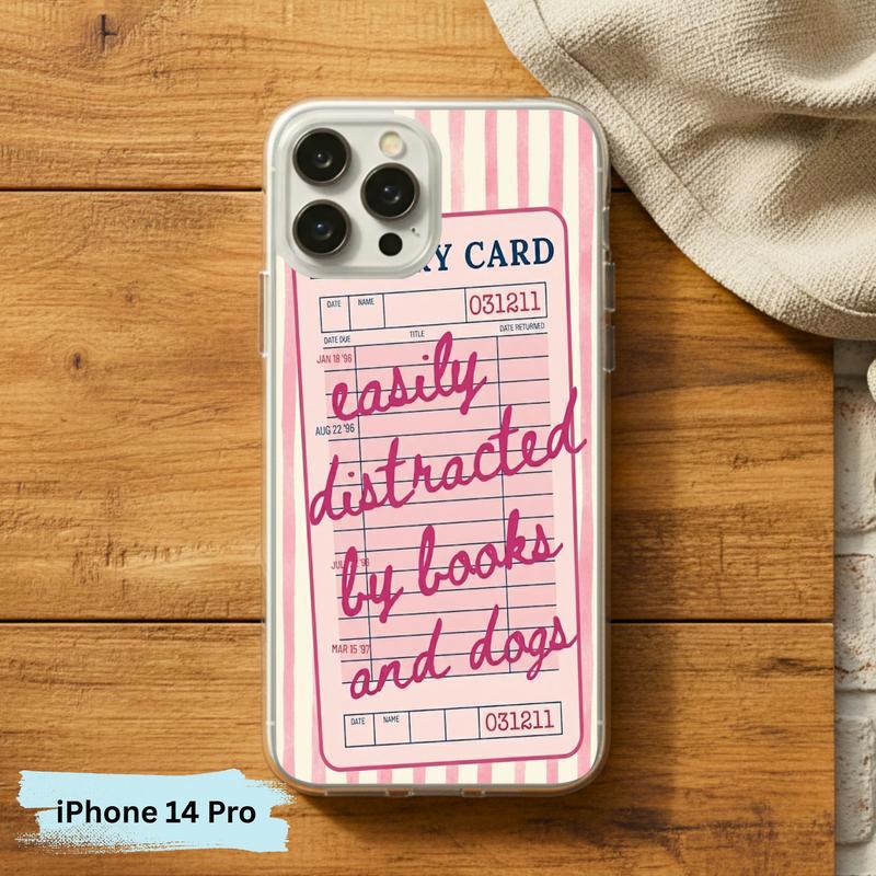 Easily Distracted By Books And Dogs - Funny Book Lover Phone Case IPhone