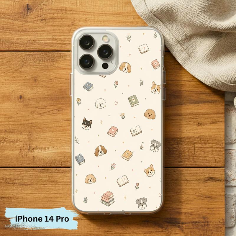 Kawaii Dog Books Pattern - Cute Reading Aesthetic Art Phone Case IPhone