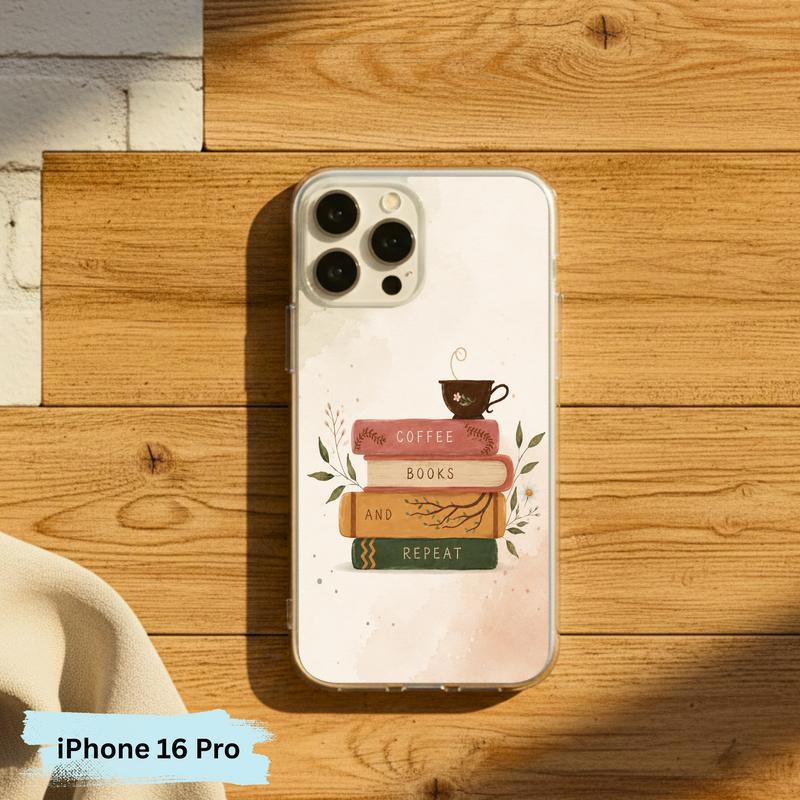 Coffee Books And Repeat - Cozy Reader Aesthetic Phone Case IPhone