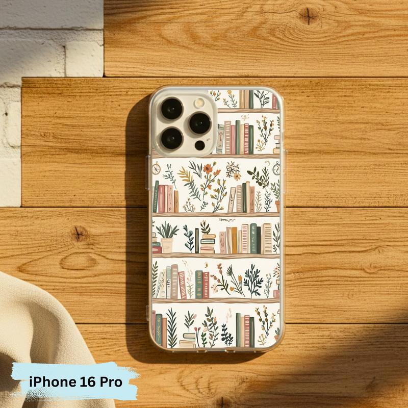 Cozy Reader Aesthetic - Floral Bookshelf Phone Case IPhone