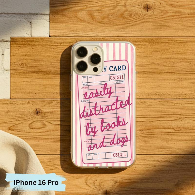 Easily Distracted By Books And Dogs - Funny Book Lover Phone Case IPhone
