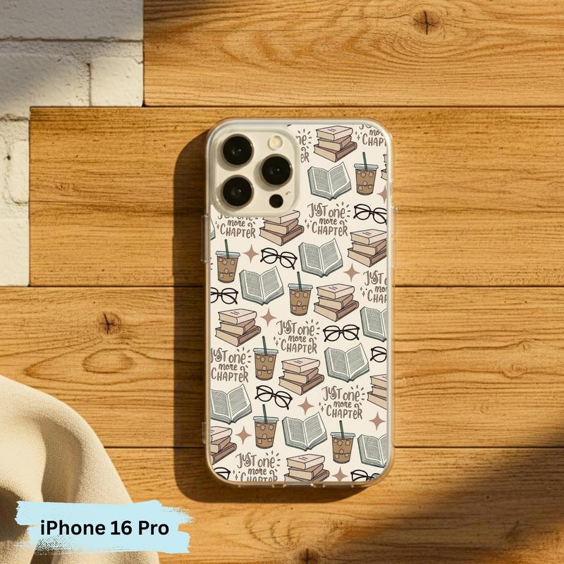 Just One More Chapter Pattern - Books And Coffee Aesthetic Phone Case IPhone