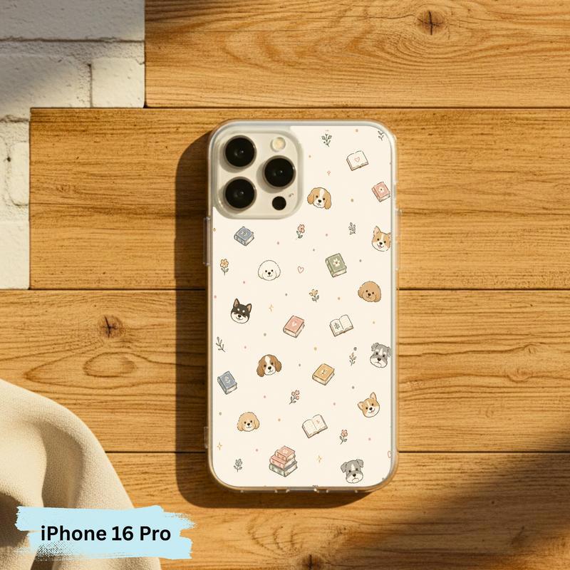 Kawaii Dog Books Pattern - Cute Reading Aesthetic Art Phone Case IPhone