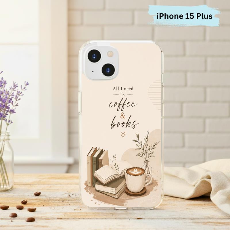 All I Need Is Coffee And Books - Boho Book Art Phone Case IPhone