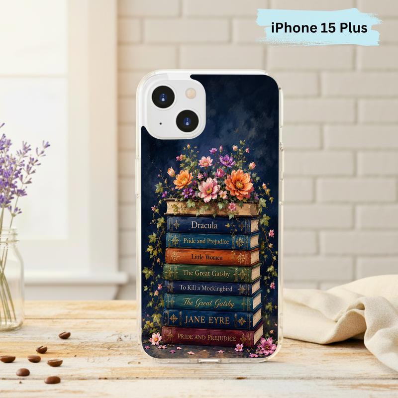 Classic Literature Floral Stack - Vintage Book Lover Aesthetic Phone Case IPhone
