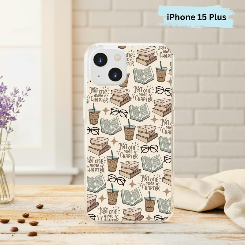 Just One More Chapter Pattern - Books And Coffee Aesthetic Phone Case IPhone