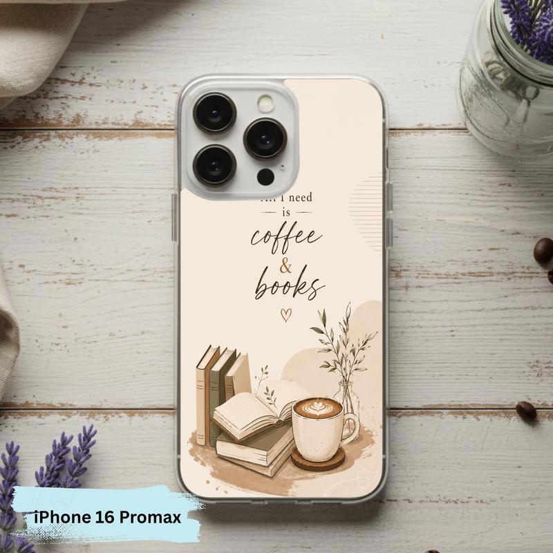 All I Need Is Coffee And Books - Boho Book Art Phone Case IPhone
