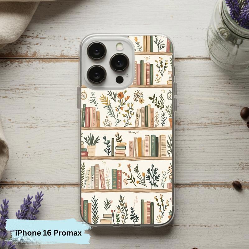 Cozy Reader Aesthetic - Floral Bookshelf Phone Case IPhone