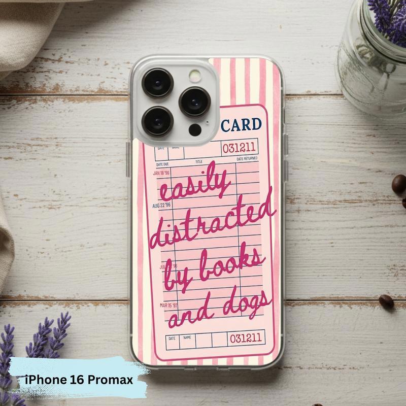 Easily Distracted By Books And Dogs - Funny Book Lover Phone Case IPhone