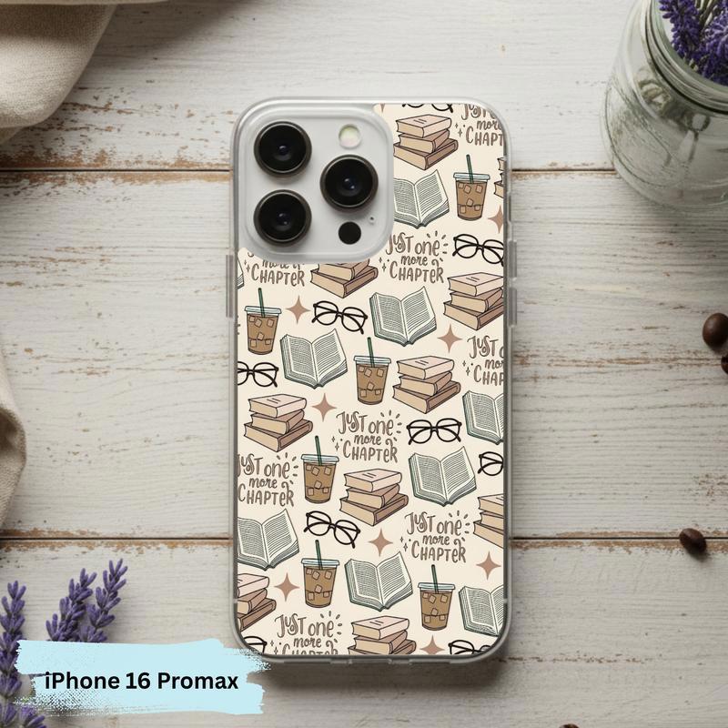 Just One More Chapter Pattern - Books And Coffee Aesthetic Phone Case IPhone