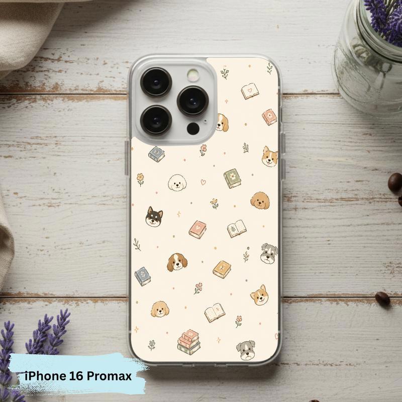 Kawaii Dog Books Pattern - Cute Reading Aesthetic Art Phone Case IPhone