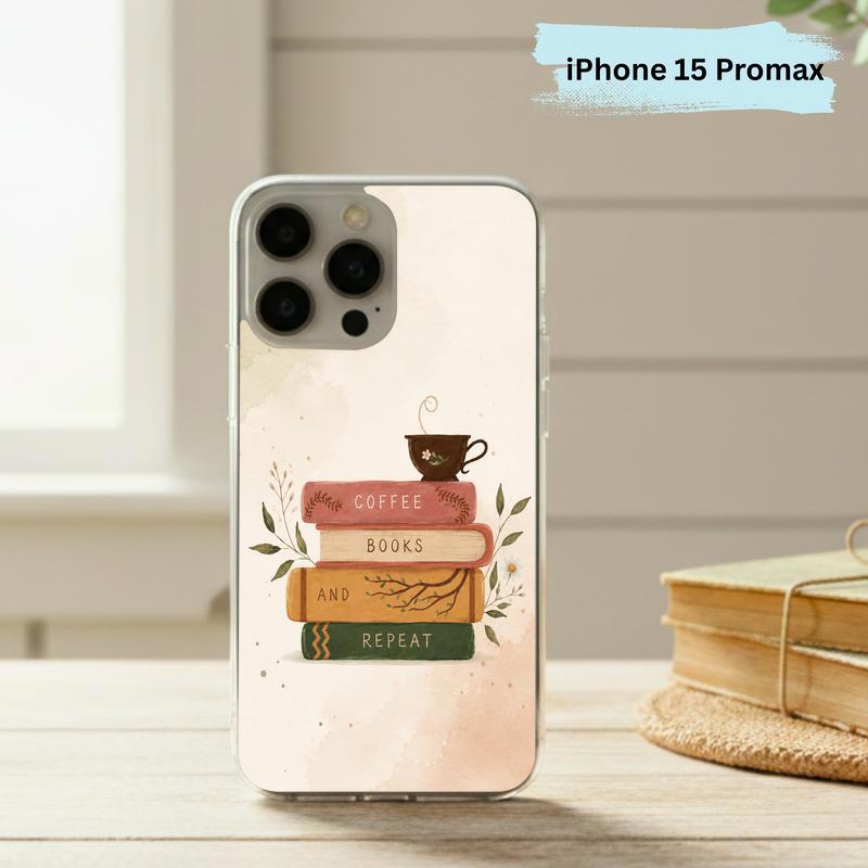 Coffee Books And Repeat - Cozy Reader Aesthetic Phone Case IPhone