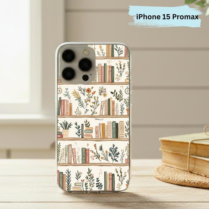 Cozy Reader Aesthetic - Floral Bookshelf Phone Case IPhone