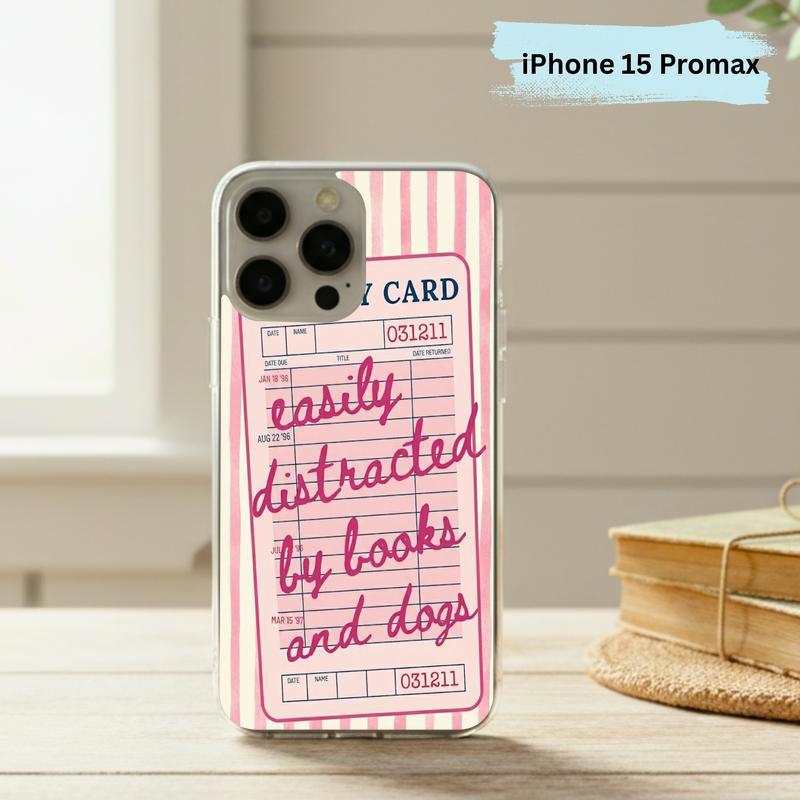 Easily Distracted By Books And Dogs - Funny Book Lover Phone Case IPhone
