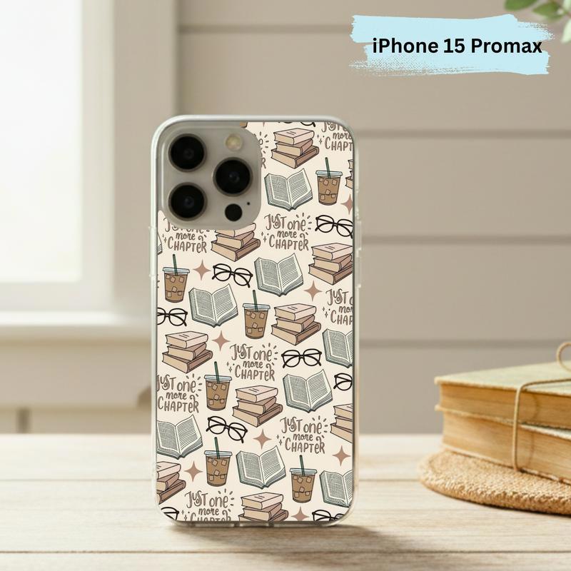 Just One More Chapter Pattern - Books And Coffee Aesthetic Phone Case IPhone
