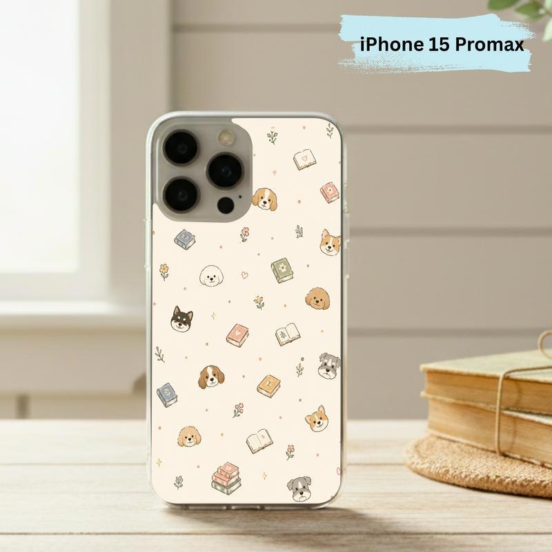 Kawaii Dog Books Pattern - Cute Reading Aesthetic Art Phone Case IPhone