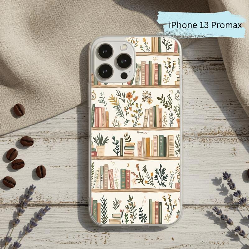 Cozy Reader Aesthetic - Floral Bookshelf Phone Case IPhone