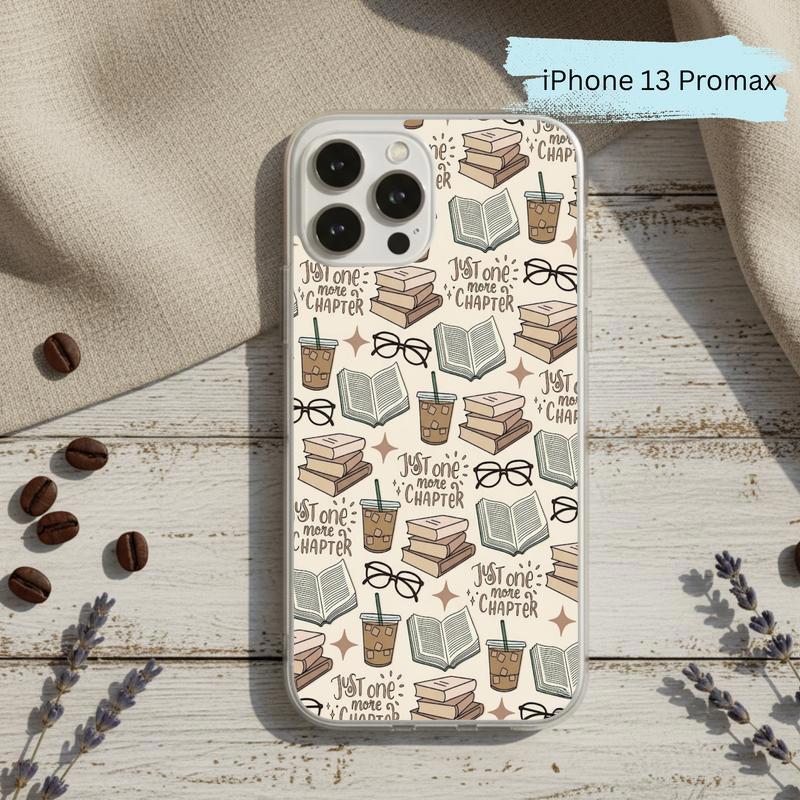 Just One More Chapter Pattern - Books And Coffee Aesthetic Phone Case IPhone
