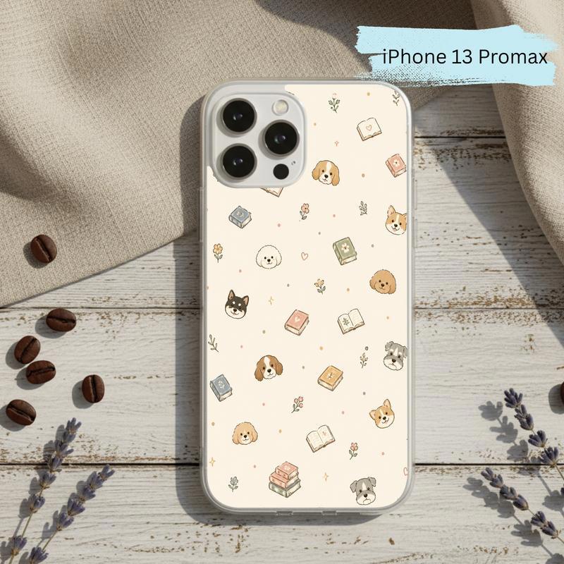 Kawaii Dog Books Pattern - Cute Reading Aesthetic Art Phone Case IPhone