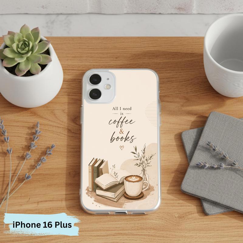 All I Need Is Coffee And Books - Boho Book Art Phone Case IPhone