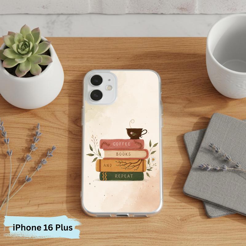 Coffee Books And Repeat - Cozy Reader Aesthetic Phone Case IPhone