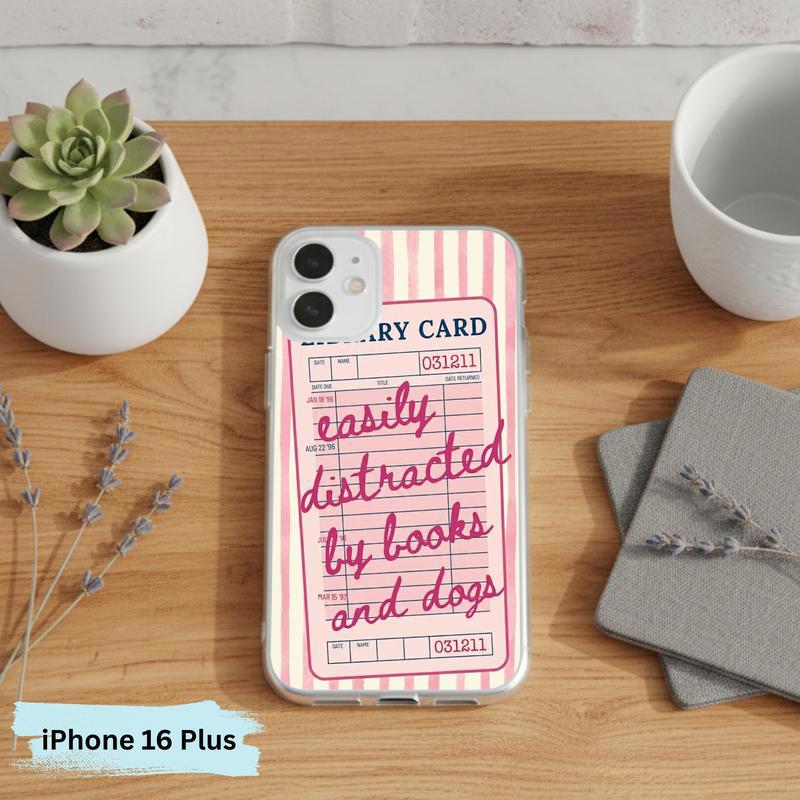 Easily Distracted By Books And Dogs - Funny Book Lover Phone Case IPhone