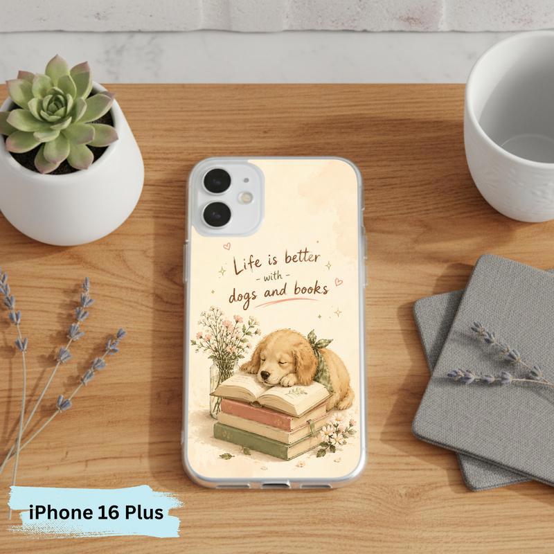Life Is Better With Dogs And Books - Cute Book Lover Phone Case IPhone