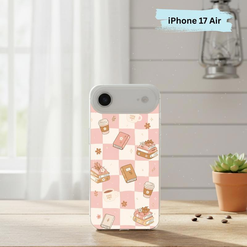 Cozy Book Lover Aesthetic - Pink Checkered Reading Vibes Phone Case IPhone