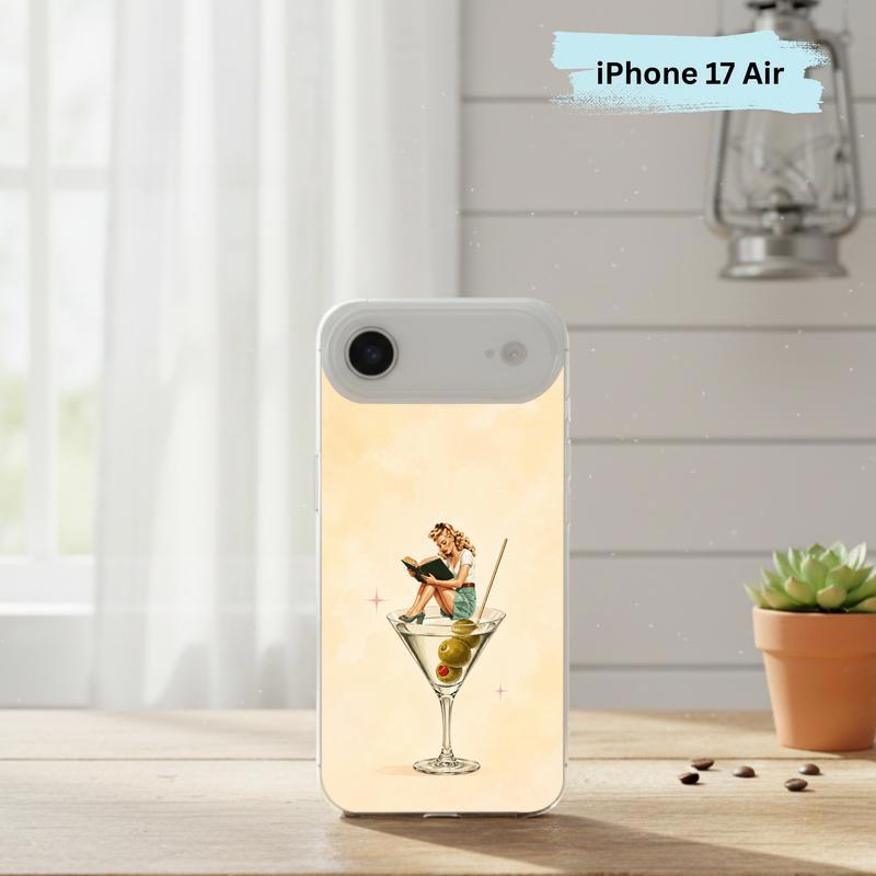 Retro Book Lover Art - Reading Girl Martini Aesthetic Phone Case IPhone
