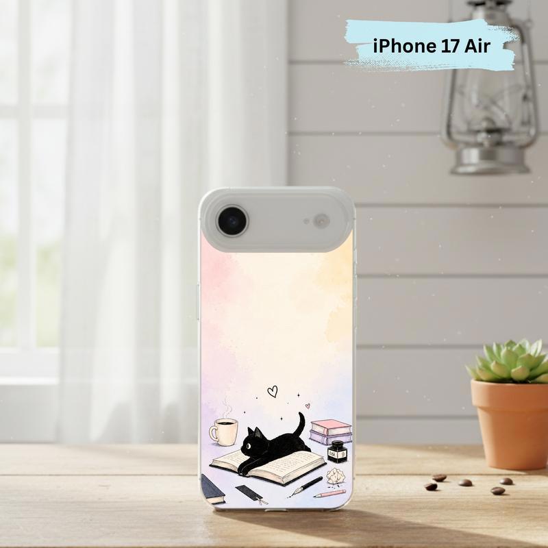 Whimsical Black Cat Reader - Cozy Book Lover Design Phone Case IPhone