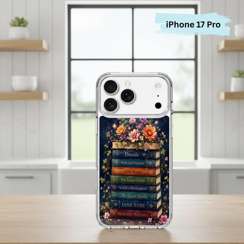 Classic Literature Floral Stack - Vintage Book Lover Aesthetic Phone Case IPhone