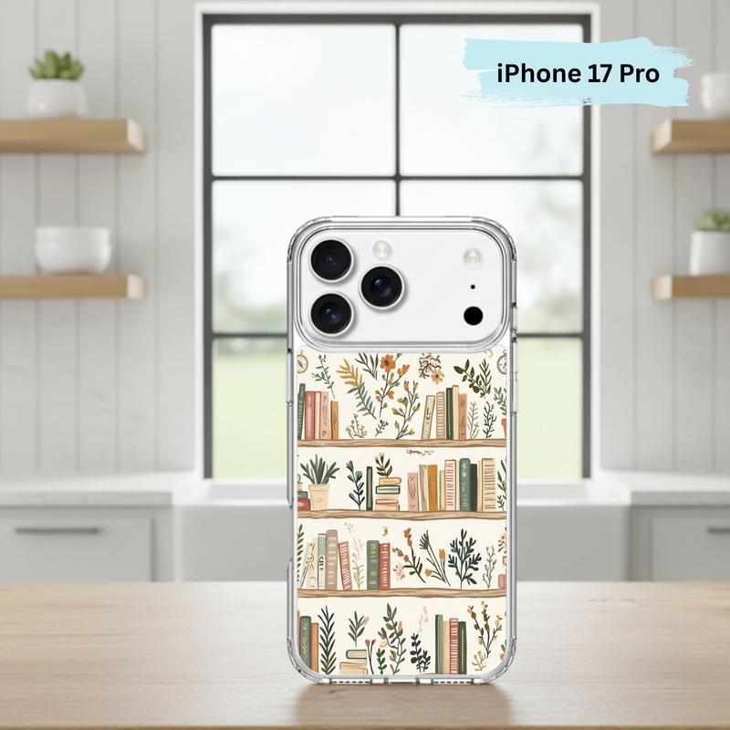Cozy Reader Aesthetic - Floral Bookshelf Phone Case IPhone
