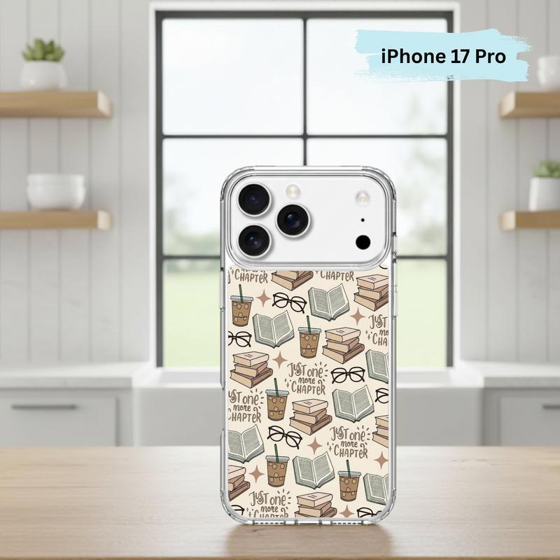 Just One More Chapter Pattern - Books And Coffee Aesthetic Phone Case IPhone