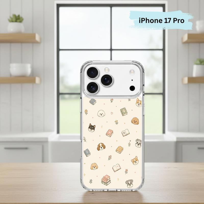 Kawaii Dog Books Pattern - Cute Reading Aesthetic Art Phone Case IPhone