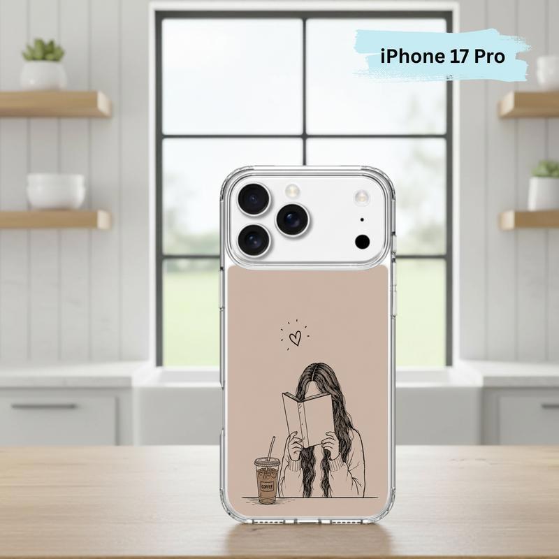 Minimal Girl Reading Art - Coffee And Books Aesthetic Phone Case IPhone Minimal Girl Reading Art - Coffee And Books Aesthetic Phone Case IPhone