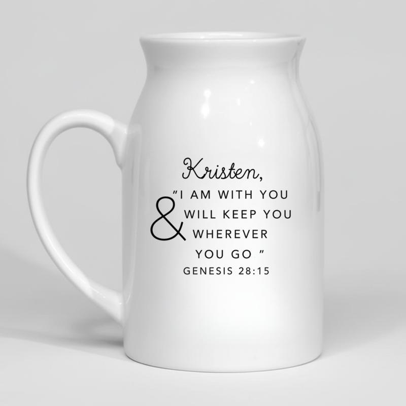Christian Graduation Gift, Genesis 28_15 Personalized Ceramic Flower Vase - Best Gift Smart