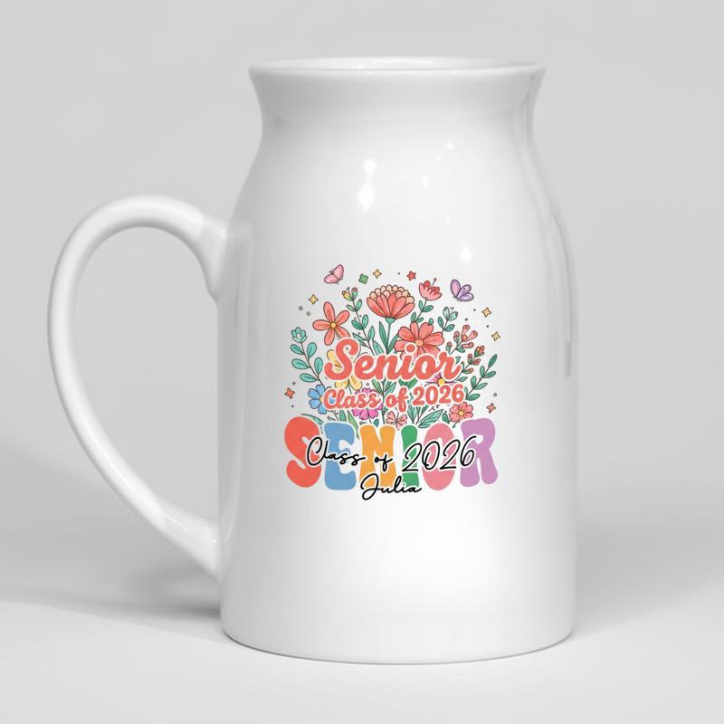 Colorful Personalized Senior Year Graduation Ceramic Flower Vase - Best Gift Smart