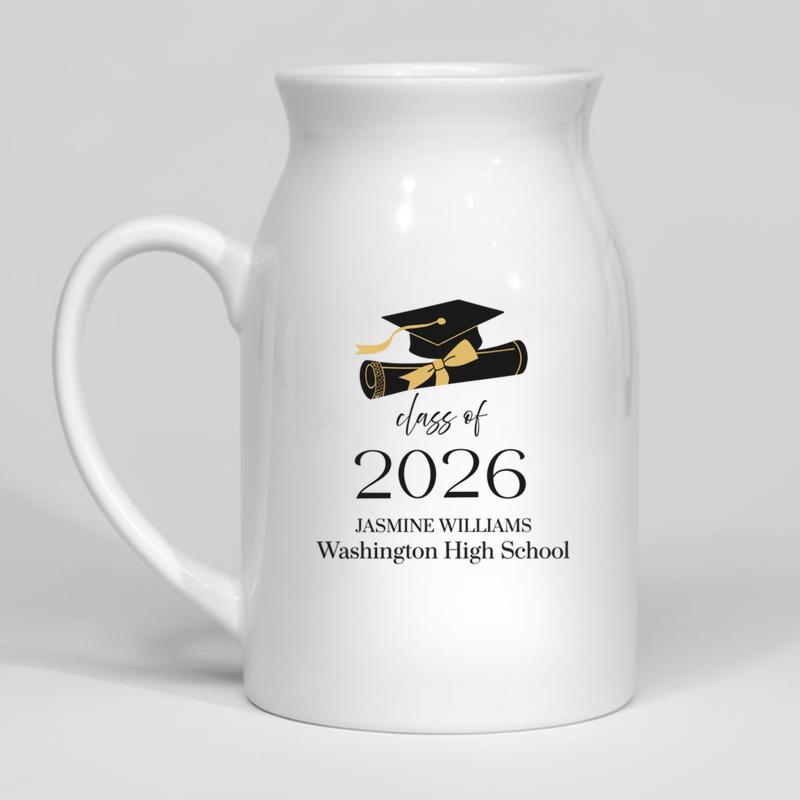 Custom Graduation Vase Class Of 2026, Personalized Name Ceramic Flower Vase - Best Gift Smart