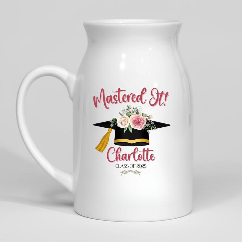 Custom Masters Degree, Graduation Ceramic Flower Vase - Best Gift Smart