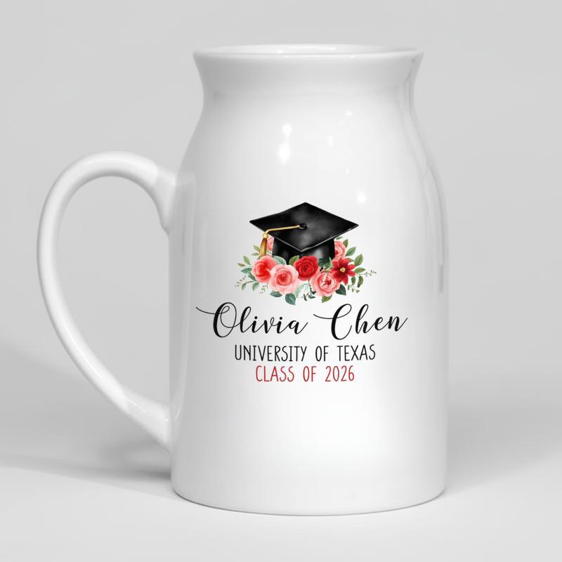 Personalized Grad With Class Of 2026 Graduation Ceramic Flower Vase - Best Gift Smart