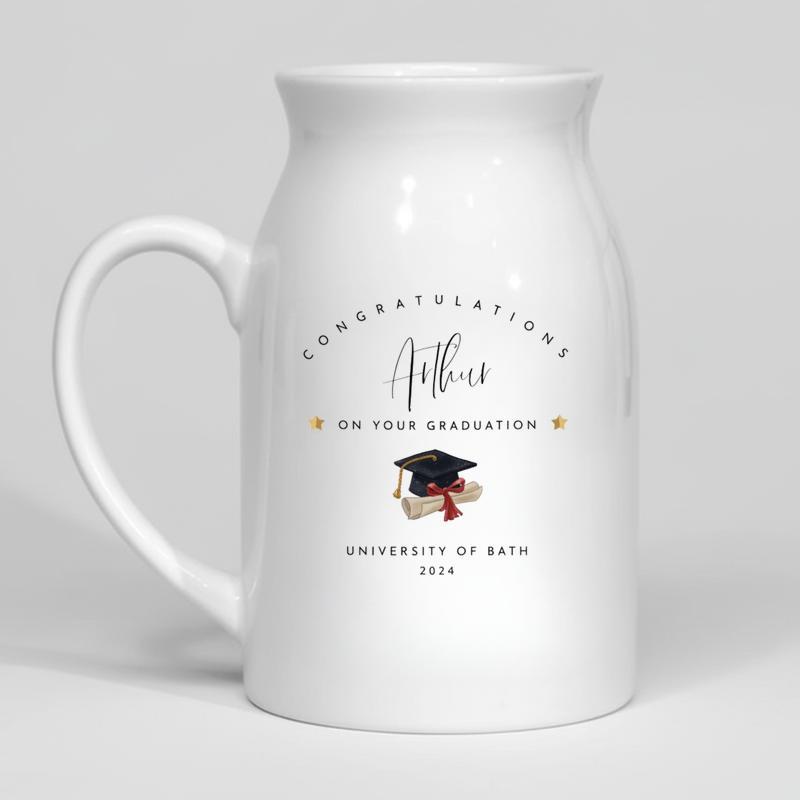 Personalized Graduation Vase With Name And Year Custom University Ceramic Flower Vase - Best Gift Smart