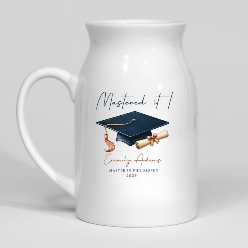 Personalized Masters Degree Graduation Ceramic Flower Vase - Best Gift Smart