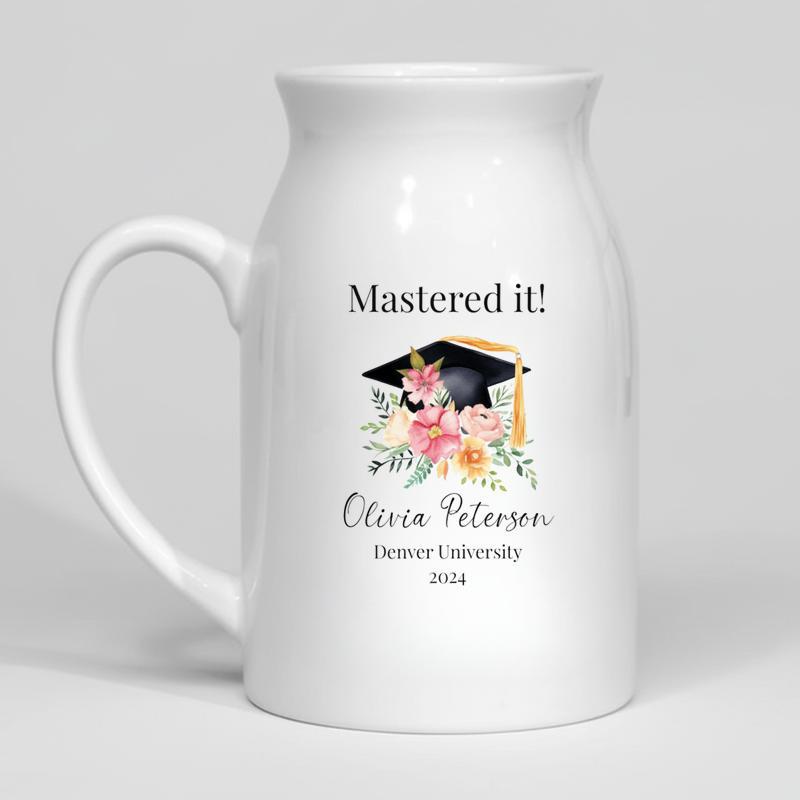 Personalized Master's Degree Graduation Ceramic Flower Vase - Best Gift Smart